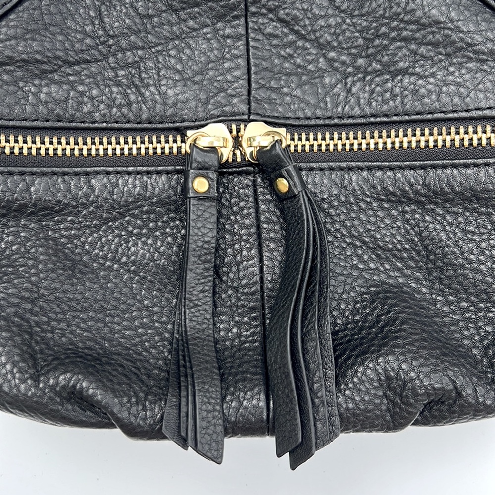 Kelsi Dagger Genuine Leather Black Crossbody Purse with Gold Zippers - Picture 2 of 13